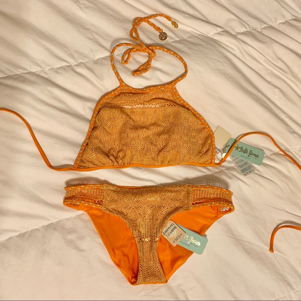 Luli Fama Crochet Eyelet Bikini Set